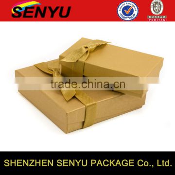 2016 custom luxury design,Wholesale Recycled Kraft Paper Gift Box with ribbon