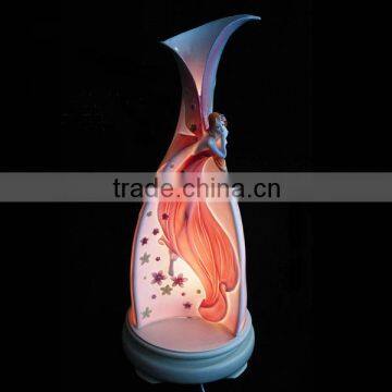 Porcelain table lamps with glass shades