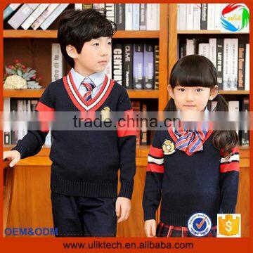 2016 Wholesale V-neck sweater uniform for school all grades baby clothing set autumn Korean high school uniform (ulik-019)