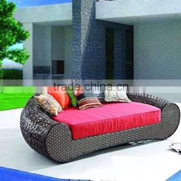 Rattan garden chaise lounge