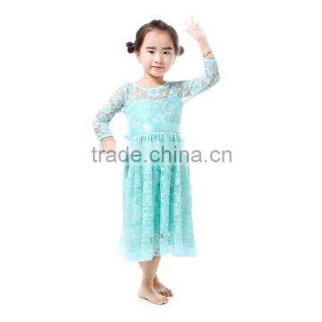 2016 New Style Kids Clothing Plain Elegant Long Lace Dresses Party Wear Baby Dress