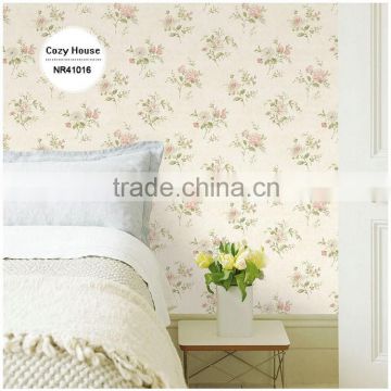 stock lot printing pvc coated wallpaper, yellow pastoral bouquet wall sticker for girls room , best wall decor store