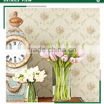 on trend non woven wallpaper, apricot yellow royal bouquet wallcovering for bedroom , waterproofing wall covering