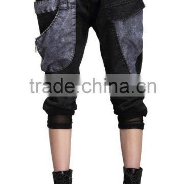 Women Punk Rock Loose Jeans Capri Pants Washed Hip-hop Denim Harem Cropped-pants photo-4