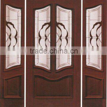 Exterior American New Design Wooden Doors With Side Lites DJ-S9209MST