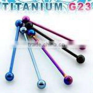 Titanium G23 anodized industrial barbell - 14g, 35mm long, 5mm balls