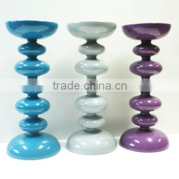 Colorful and Tall Wooden Candlesticks