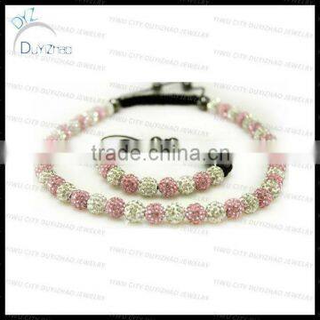 Fashion girls pink and white shamballa jewelry set