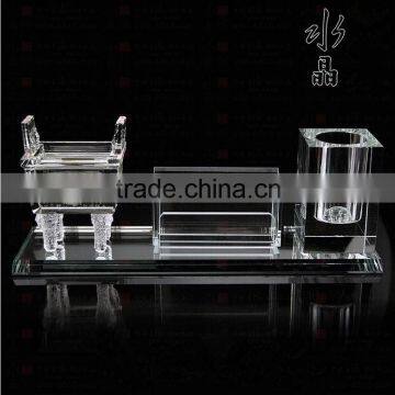 Wholesale Promotional Crystal Pen Holder with Crystal Card Holder for Business Partner Gift