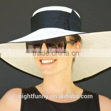 Wide Brim Hat, Kentucky Derby Hat. Black and white hat. Wedding Hat, Church Hat, Cream Ivory hat, Ascot Hat. Dressy formal hat