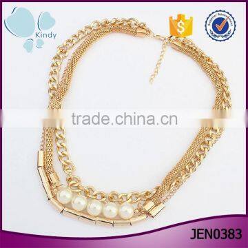 Luxury jewelry with imitation pearl latest design saudi gold jewelry necklace