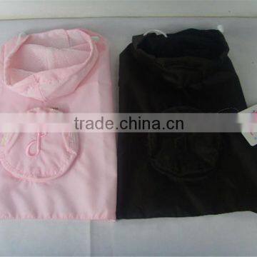 Foldable Pet raincoat with waterproof polyester fabric pink color