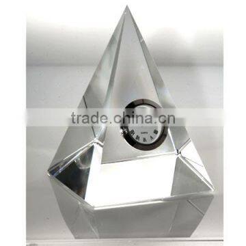 crystal pyramid with clock