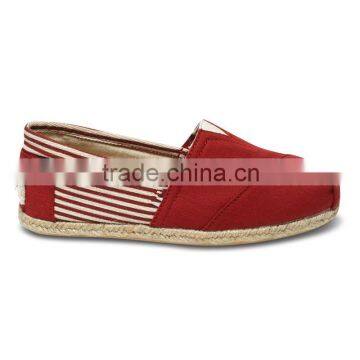 2016Wholesale red women flat shoes Stripe Rope Sole women canvas shoes espadrille shoes