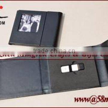 Elegant Leather Fabric Linen USB Stick Packaging Case Box