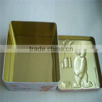 Wholesale Little Bear Bath Catoon Small Square Butter Cookies Tin photo-4