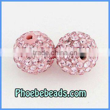 12mm Pink Crystal Beads Shamballa Rhinestone Clay Round Disco Ball Loose Charms For Bracelets DIY Making 12Colors