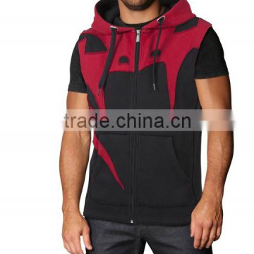 wholesale mens sleeveless hoodie zip up sleeveless zip hoodie