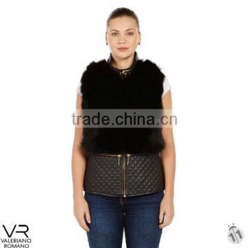 Leather Vest with Fur Valeriano Romano