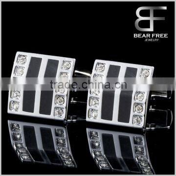 Square Shape Enamel Cufflinks Crystal Inlaid for Mens Special Jewelry