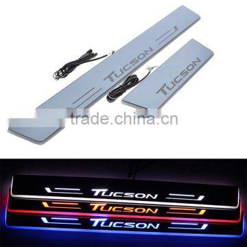 4Pcs/Set Car Front Rear Door LED Flash Door Sills Moving Scuff Plate Light Panel Red Blue White For Hyundai Tucson 3rd 2015 2016