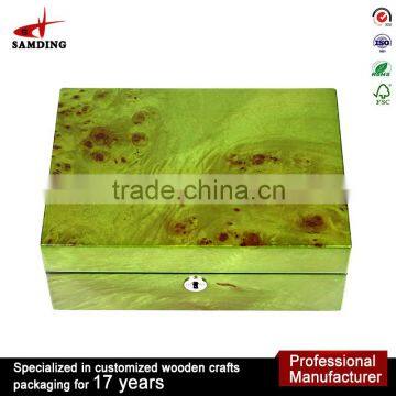 OEM Solid Wood Green Jewelry Box Packaging With Custom Logo Printed photo-2