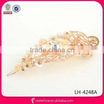 Wholesale new designed beaded flower snap hair barrette for young girls