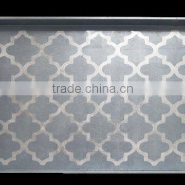 High Quality Rectangular Silver Lacquer Serving Wood Tray