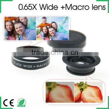 mobile phone camera lens 0.65x wide-angle lens+10x macro lens without dark corners shadow