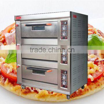 3 decks 6 trays Gas Baking Pizza Oven with Stone with Timer/food bakery machine
