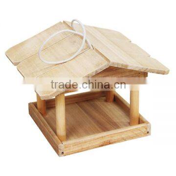 Wholesale FSC&SA8000 Natural Outdoor Wild Garden Carved Unfinished Hanging Wood Bird Feeder
