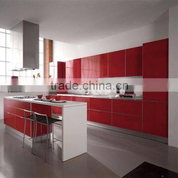 Chinese Red Glossy Modern Kitchen Cabinet Design