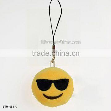 5.5cm Cute Emoji Smiley Sunglass Key Chain Toy Plush Gift Bag Accessory Ornament Children Gift