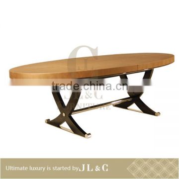 Luxury Dinning Room Elliptical Table Leather Covered Dining Table-JT16-11 Dining Table- JL&C Luxury Home Furniture