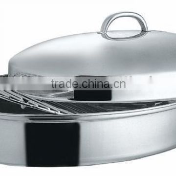 Stainless Steel Oval Roaster with Grill