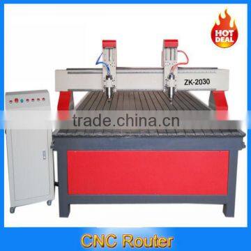 Large 2*3m double heads woodworking CNC router machine ZK-2030