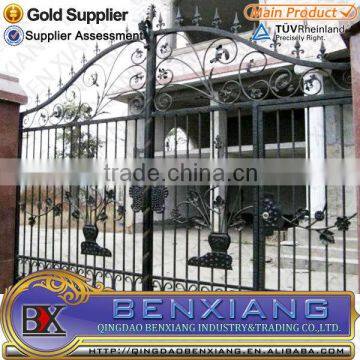 High quality new design wrought iron gate, iron main gate designs with best price made by Benxiang