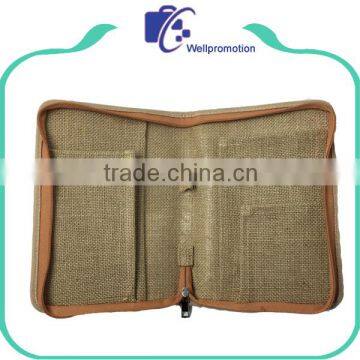New Style Jute Passport Holder Travel Passport Wallet With Zipper photo-4