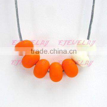 orange&off-white abacus teething beads necklace silicone beads copper teething necklace teething Baby TN045