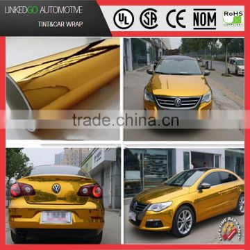 High glossy stretchability gold chrome car wrap vinyl with 1.52*20M chrome mirror vinyl wrap