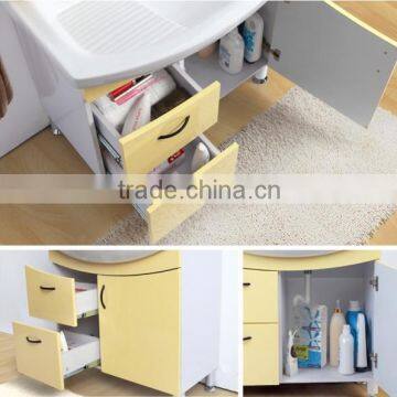 Middle East Hot Sale Yellow Color Bathroom Vanity Flooring Vanity With Ceramic Basin photo-2