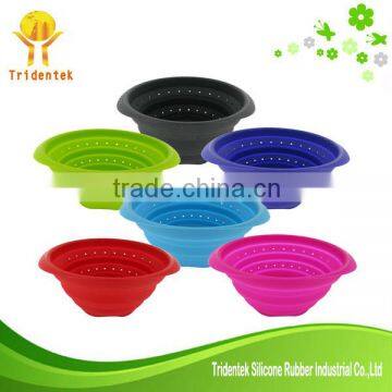 Wholesale Colorful Flexible collapsible silicone colander