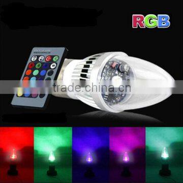 New arrival E27 RGB LED Candle Light Bulb 3W