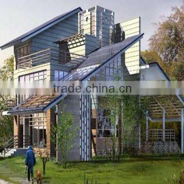 Low Cost Anti-seismic Modern Design Steel Structure Flat Roof Prefab Villa House