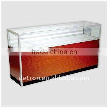 2012 Aluminum frame jewelry display showcase with wood grain custom design is acceptable