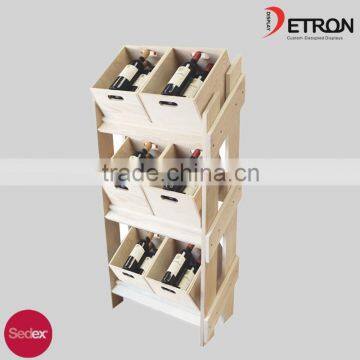 Best selling floor wood wine bottle display rack for promotion R161454