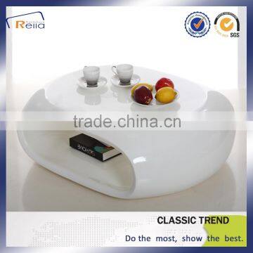 ELEGANT WHITE NEW DESIGN FIBER GLASS COFFEE TABLE UNIQUE TEA TABLE photo-3