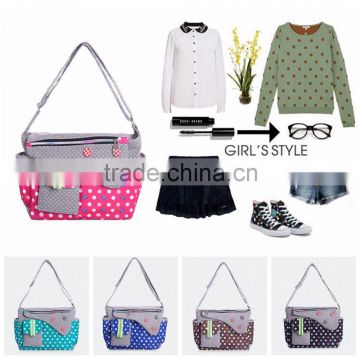 Women Lady Canvas Shoulder Bag Polka Dot Tote Fashion Handbag Satchel Messenger