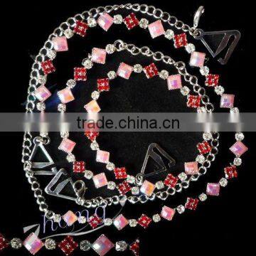 red and pink rhinestone bra strap