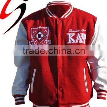 Red Custom design cheap 100% cotton baseball varsity jacket